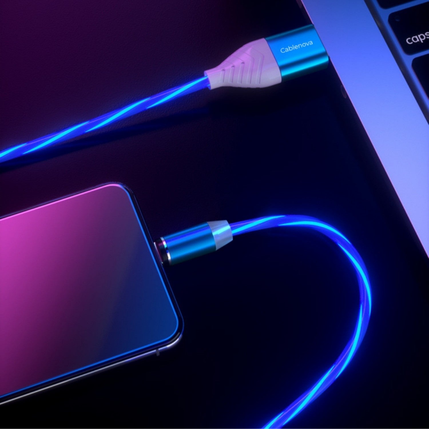 Blue Cablenova Magnetic LED Charging Cable