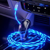 Blue Magnetic LED Phone charger Around A Black Gear Stick In A Car