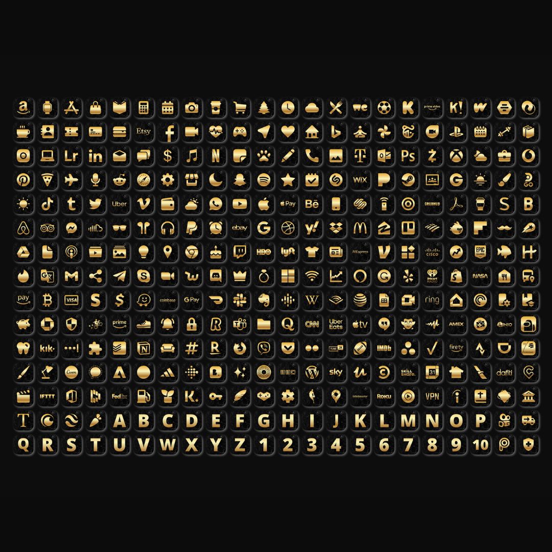 300+ Gold & Black Marble App Icons Pack For iPhone/iOS