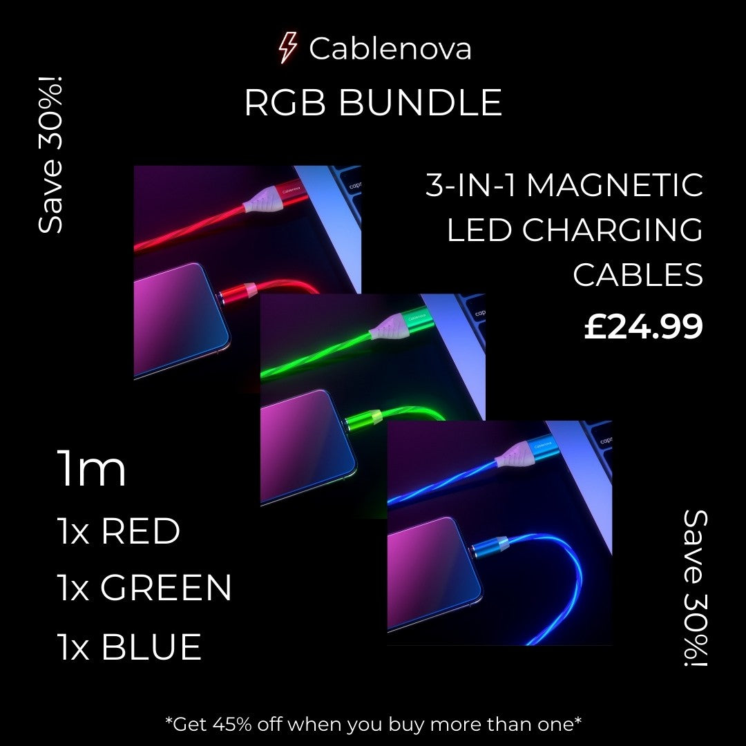 LED Phone Charger one meter RGB Bundle Promo Image