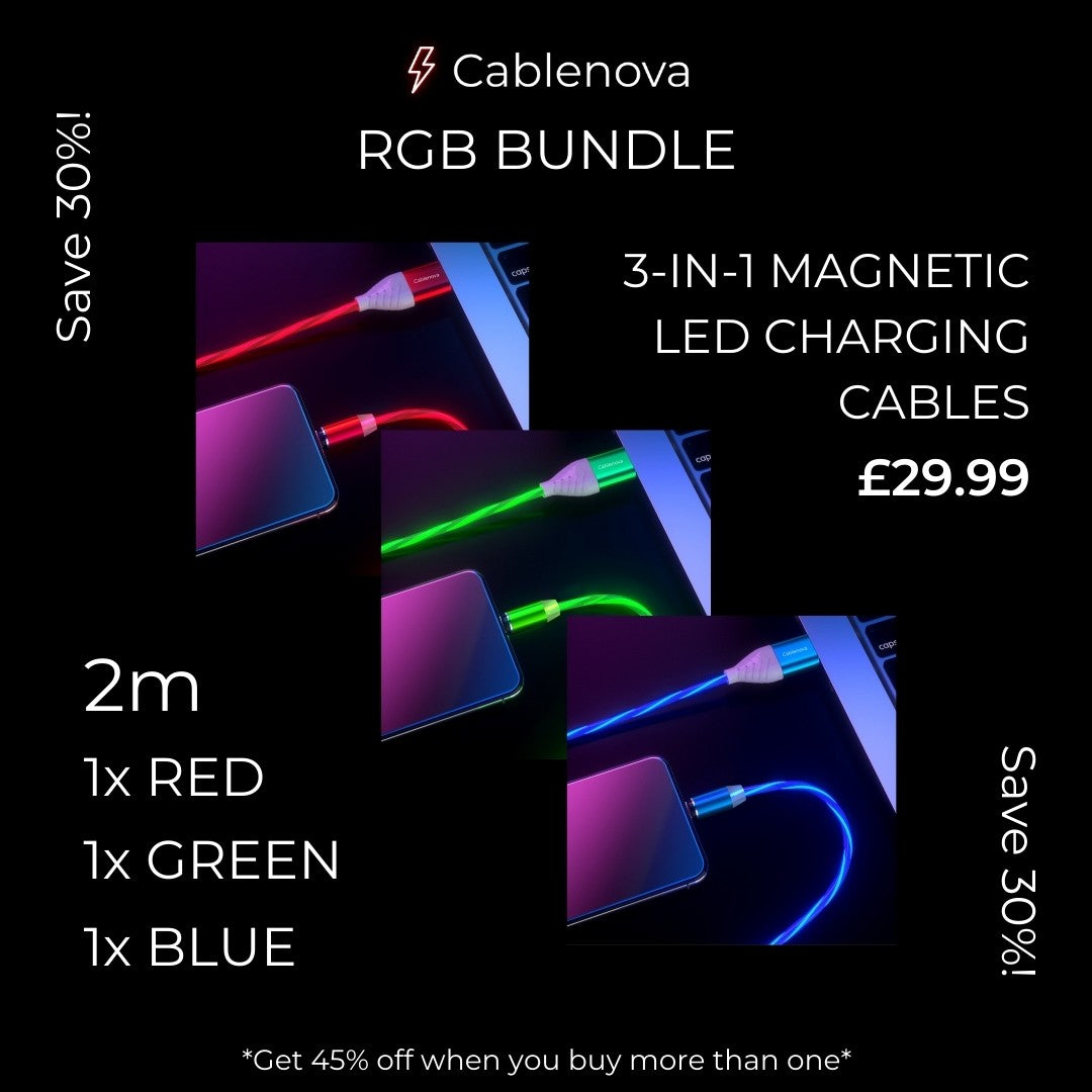 LED Phone Charger two meter RGB Bundle Promo Image