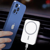 Load image into Gallery viewer, I phone 11 being held close to a magsafe wireless car charger mounted on a car air vent